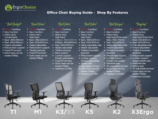 Office Chair X3Ergo With Headrest Black | ErgoChoice