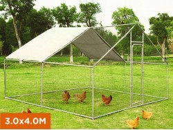 Metal Chicken Coop Run w/Cover 3x4m