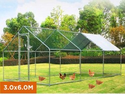 Metal Chicken Coop Run w/Cover 3x6m