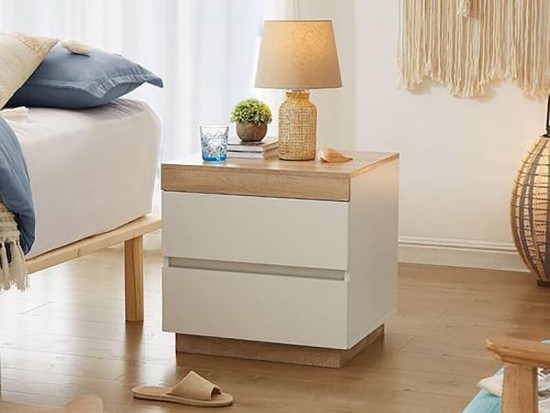 Ariella Bedside Table with 2 Drawers White