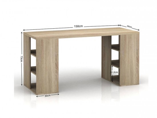 Ariella Computer Desk with Storage Shelves 150cm Oak