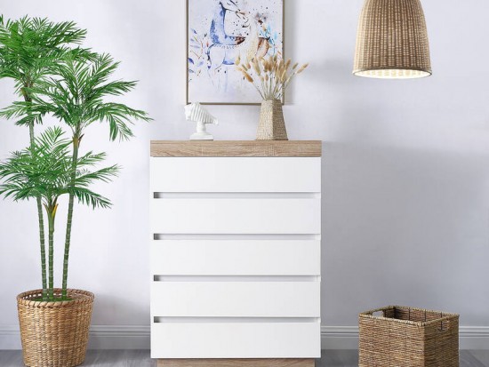 Ariella Tallboy with 5 Drawers White