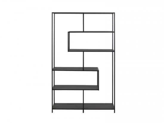 Eja Tall Shelf Asymmetric Bookshelf Plant Stand Black