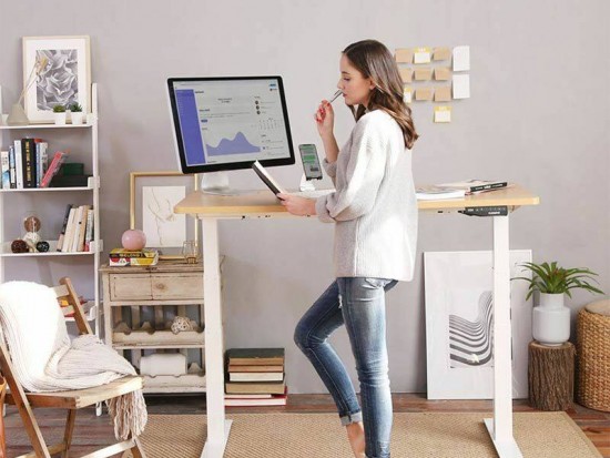 Pro Dual Plus Electric Standing Desk White Frame With Desktop (More Options)