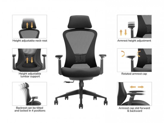 Executive Office Chair K2 with Headrest Black| ErgoChoice