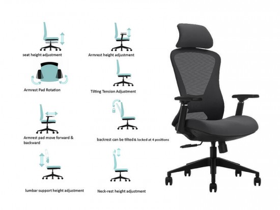 Executive Office Chair K2 with Headrest Black| ErgoChoice