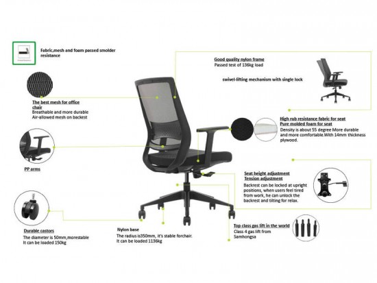 ErgoChoice K3 Mesh Office Chair with Adjustable Lumbar Grey