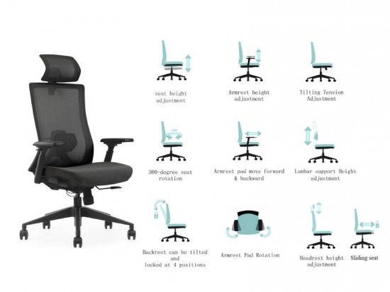 Office Chair K9 Heavy-duty Highly Adjustable Mesh Black | ErgoChoice