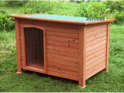 Wooden Dog Kennel with PVC Clear Curtain 104CM