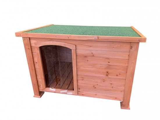 Wooden Dog Kennel with PVC Clear Curtain 116cm