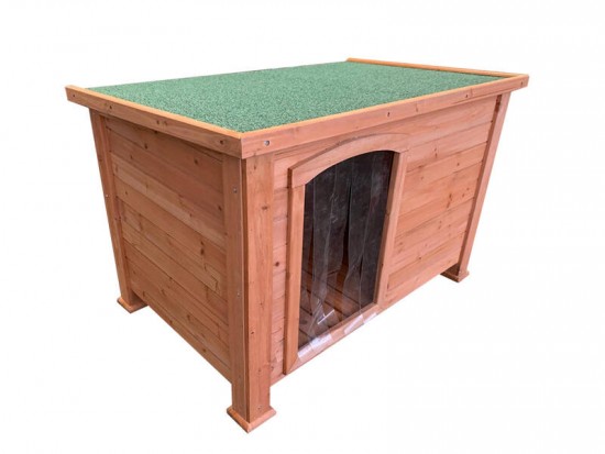 Wooden Dog Kennel with PVC Clear Curtain 116cm