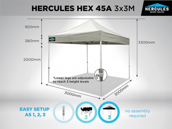 Alloy Gazebo HEX 45A 3x3M + 3 wall package