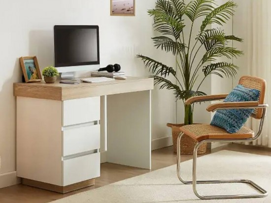 Ariella Writing  Desk 110cm with 3 Drawers White